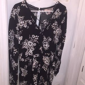 Forever 21 Black Floral Romper